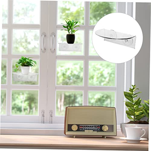 Asakkura 1pc Bottle Ledge Room Cupwall Floating Shelf with Suction Rack Bathroom Succulents Indoor Living Plants Racks for Planter Kitchen Wall Cup Mounted Acrylic Window Transparent Hold