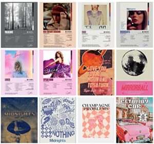 flowra taylor poster swift for walls music posters for room decor aesthetic 12 pcs vintage midnights poster album cover gifts for girls preppy room decor champagne problems aesthetic collage unframed (taylor, 8×10)