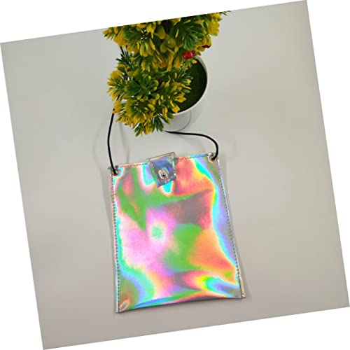 COLLBATH S - Cell Holographic with for Bag Size Hologram Clutch Pouch Girls Wallet Women Crossbody Cash Shoulder Phone Purse Leather Evening Handbag Chain Pu