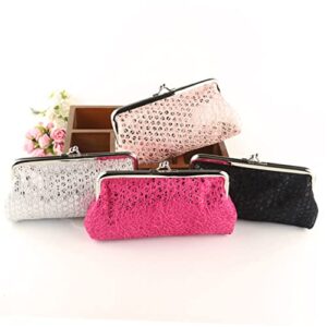 COLLBATH Lady Hasp Style White Purse Handbag Party Clutch Silver Lovely Sequins Fashion Bag