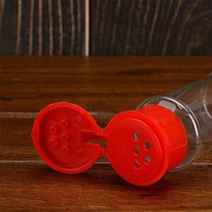 Misaso 50 Empty Plastic Spice Bottles for Storing Barbecue Seasoning Salt Pepper Etc. 100Ml / 3.3Oz, Red