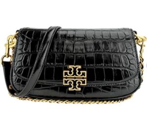 tory burch 141015 britten black with gold hardware embossed convertible crossbody women’s bag