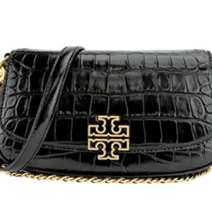 Tory Burch 141015 Britten Black With Gold Hardware Embossed Convertible Crossbody Women's Bag