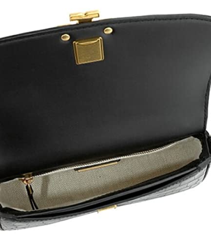 Tory Burch 141015 Britten Black With Gold Hardware Embossed Convertible Crossbody Women's Bag