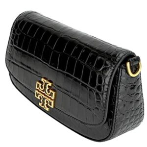 Tory Burch 141015 Britten Black With Gold Hardware Embossed Convertible Crossbody Women's Bag