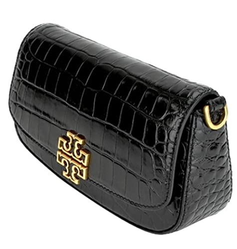 Tory Burch 141015 Britten Black With Gold Hardware Embossed Convertible Crossbody Women's Bag