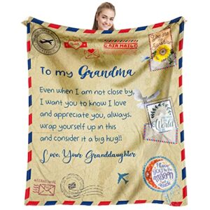 Dfaqehk Grandma Gifts from Grandchildren, Mothers Day Birthday Gifts for Grandma, Best Gift for Grandma from Granddaughter, Thoughtful Grandmother Gift Ideas Throw Blanket 60 x 50 Inch