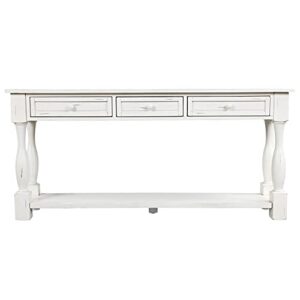 n/a two colors console table 64″ long sofa table end table easy assembly with drawers and shelf for entryway, hallway, living room (color : a)