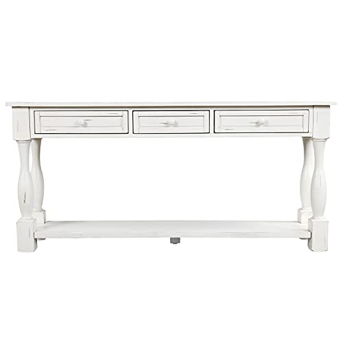 n/a Two Colors Console Table 64" Long Sofa Table End Table Easy Assembly with Drawers and Shelf for Entryway, Hallway, Living Room (Color : A)