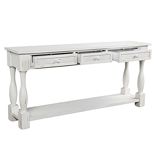 n/a Two Colors Console Table 64" Long Sofa Table End Table Easy Assembly with Drawers and Shelf for Entryway, Hallway, Living Room (Color : A)