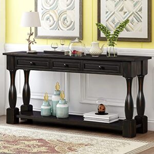 n/a Two Colors Console Table 64" Long Sofa Table End Table Easy Assembly with Drawers and Shelf for Entryway, Hallway, Living Room (Color : A)