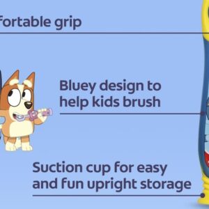 Colgate Bluey Toothbrush for Children with Suction Cup, Kids 2-5 Years Old, Extra Soft (Colors & Characters Very) - Pack of 6