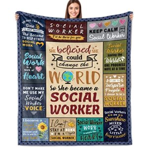 Social Worker Gifts for Women Social Worker Appreciation Gifts Social Worker Office Decor Mothers Day Blanket Graduation Gifts for DSW MSW DSW School Social Worker Supplies Throw Blanket 60x50 Inch