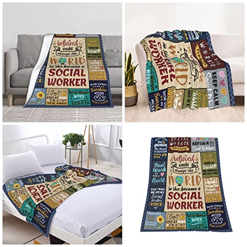 Social Worker Gifts for Women Social Worker Appreciation Gifts Social Worker Office Decor Mothers Day Blanket Graduation Gifts for DSW MSW DSW School Social Worker Supplies Throw Blanket 60x50 Inch