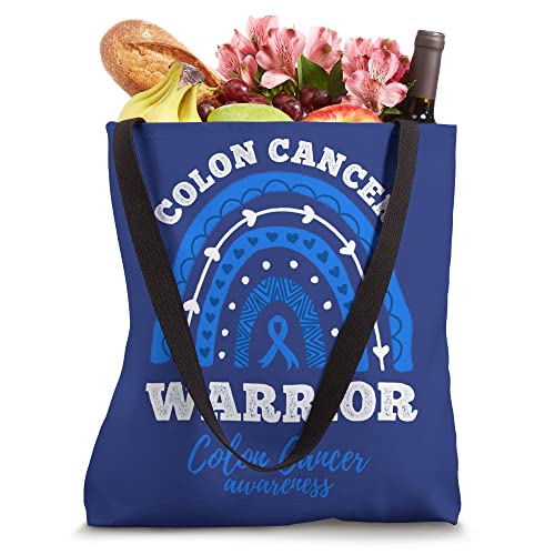 Colon Cancer Warrior Blue Ribbon Colorectal Colon Cancer Tote Bag