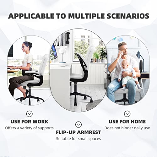 SEATZONE Home Office Desk Chair, High Back Ergonomic Managerial Executive Chairs, Swivel Adjustable Computer Chair, Headrest and Lumbar Support Desk Chairs with Wheels and Armrest, White