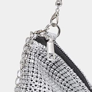 GORGLITTER Women's Evening Bag Rhinestone Purse Sparkly Clutch Purse Chain Handbag Sparkly Square Bag Silver One Size