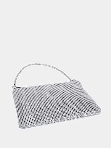 GORGLITTER Women's Evening Bag Rhinestone Purse Sparkly Clutch Purse Chain Handbag Sparkly Square Bag Silver One Size