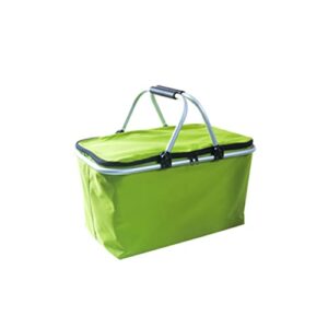 cabilock folding picnic basket grocery basket laundry basket large market baske collapsible portable lunch bags for picnic camping family 48 x 28 x 24 cm (green)