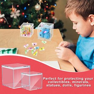 48 Pcs Clear Acrylic Plastic Boxes for Display Small Acrylic Box with Lid Clear Plastic Square Cube Transparent Decorative Box Tiny Jewelry Storage Boxes Organizer Candy Containers, 2 Sizes