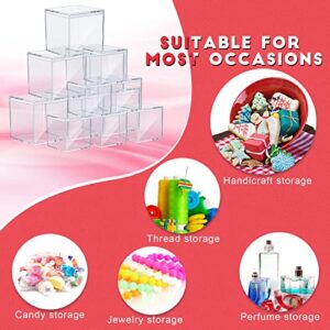 48 Pcs Clear Acrylic Plastic Boxes for Display Small Acrylic Box with Lid Clear Plastic Square Cube Transparent Decorative Box Tiny Jewelry Storage Boxes Organizer Candy Containers, 2 Sizes