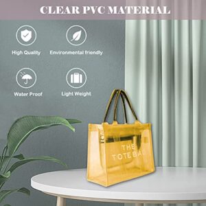 Clear Tote Bag for Women, Small Transparent PVC Tote Bag Women Shoulder/Crossbody Bag Top Handle Mesh Tote with Zipper and Pockets, Waterproof Beach Bag