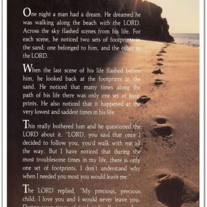 Footsteps In The Sand Poem Poster - Inspirational Quotes Picture Canvas Print Motivational Wall Art for Office Classroom Decor (Footprints -1,12x18inch-No Framed)