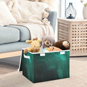 Kigai Hunter Green Storage Basket with Lids and Handles,Collapsible Storage Bins Organizer for Bedroom Organization,Office Storage,Toys,16.5x12.6x11.8 In