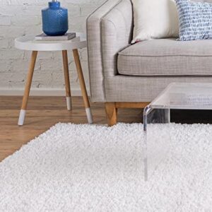 Rugs.com Zermatt Shag Collection Rug – 4' x 6' White Shag Rug Perfect for Entryways, Kitchens, Breakfast Nooks, Accent Pieces