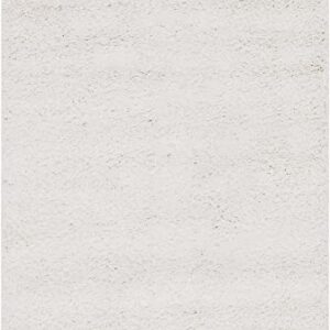 Rugs.com Zermatt Shag Collection Rug – 4' x 6' White Shag Rug Perfect for Entryways, Kitchens, Breakfast Nooks, Accent Pieces