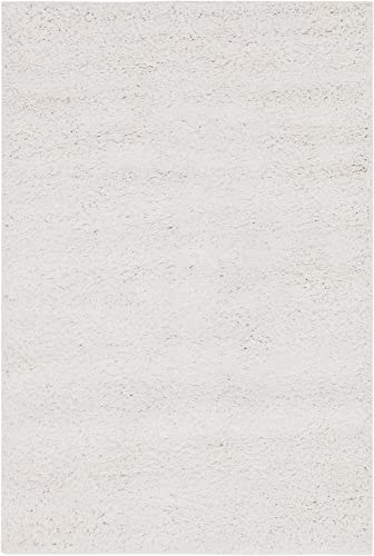 Rugs.com Zermatt Shag Collection Rug – 4' x 6' White Shag Rug Perfect for Entryways, Kitchens, Breakfast Nooks, Accent Pieces