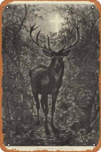 vintage tin signs a christmas legend, the stag of st hubert funny decorations for home bar pub cafe farm room metal poster 12×8 inches