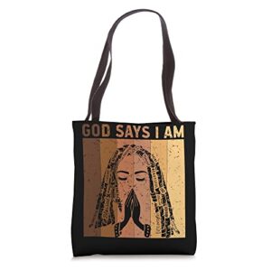 god says i am locd rastafarian rasta dreadlocks tote bag