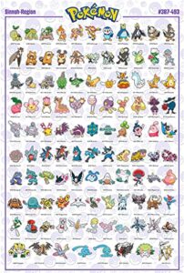 pokemon – manga/anime tv show gaming poster (sinnoh-region – pokemons #387 – #493) (size: 24″ x 36″)