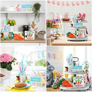 YOTNUS Easter Decorations - Easter Decor 7 PCS Tiered Tray Decor,Included Gnomes Plush, Wood Beads Garland, 2 Wooden Signs, 3 Carrots, Farmhouse Spring Table Decorations for Home(Tray Not Included)