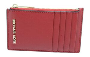 michael kors jet set travel top zip card case wallet coin pouch chili red