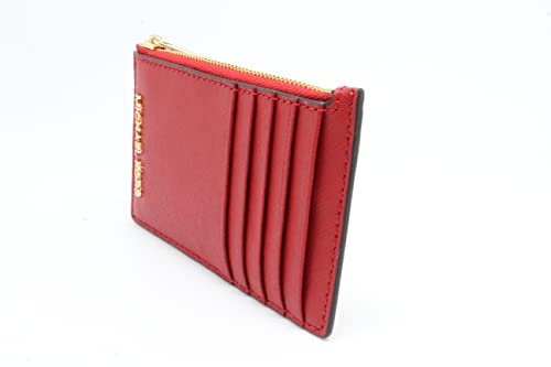 Michael Kors Jet Set Travel Top Zip Card Case Wallet Coin Pouch Chili Red