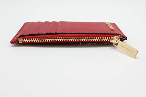 Michael Kors Jet Set Travel Top Zip Card Case Wallet Coin Pouch Chili Red