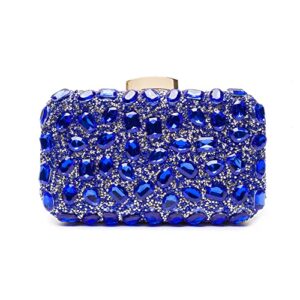 hupifaz rhinestone purse – crystal clutch purses for women wedding, women’s diamond purse and formal evening bag (royal blue)