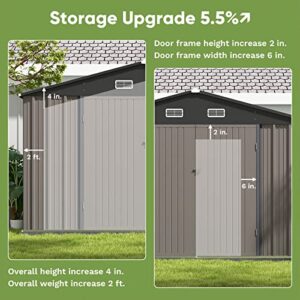 Patiowell 10 x 10 FT Outdoor Storage Shed, Steel Yard Shed with Design of Lockable Doors, Utility and Tool Storage for Garden, Backyard, Patio, Outside use,Brown