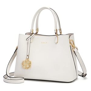 top-handle handbag leather stitching purse crossbody bag tote satchel shoulder bags for women girls ladies(white)