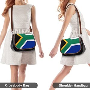 African Flag Women's Crossbody Bag Leather Shoulder Bag Handbag Portable Tote Purse for Office Travel