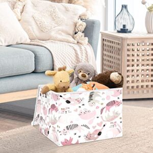 Kigai Pink Cats Storage Basket with Lid Collapsible Storage Bin Fabric Box Closet Organizer for Home Bedroom Office 1 Pack