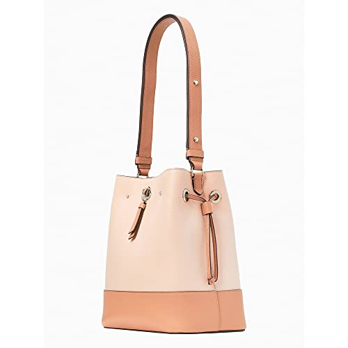 Kate Spade NY Marti Colorblock Pebbled Leather Large Bucket Crossbody Purse in Soft Rose (Soft Pink)