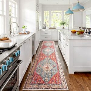EARTHALL Boho Rug 2.6x10 Washable Persian Distressed Tribal Entry Throw Area Rug Faux Wool Soft Fuzzy Rugs Non-Slip Low-Pile Indoor Accent Rug for Front Entrance Kitchen Living Room
