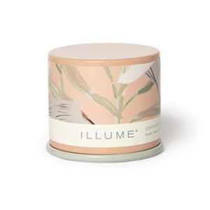 illume beautifully done essentials coconut milk mango demi vanity tin scented candle, 3 oz