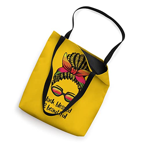 Black History Month, Blessed & Beautiful Black Woman Braids Tote Bag