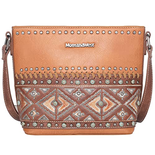 Montana West Aztec Tooled Collection Crossbody Bag Western Purses and Handbag Lightweight Shoulder Bag for Women MW1066-8360BR