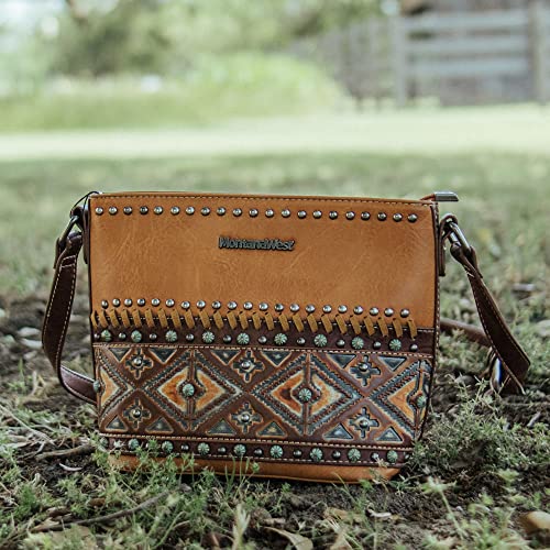 Montana West Aztec Tooled Collection Crossbody Bag Western Purses and Handbag Lightweight Shoulder Bag for Women MW1066-8360BR