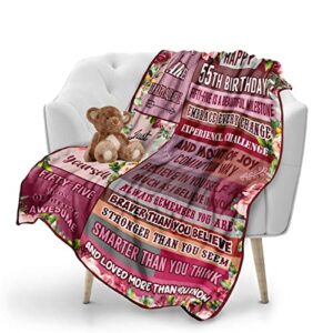 Pozevan 55th Birthday Gifts Blanket, 55th Birthday for Women, 55th Birthday Gift Ideas, 55-Year-Old Birthday Decoration for Mom, Wife, Unique 55th Birthday Gift 50" X 60"